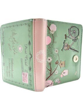 Vintage Floral Bicycle Wallet for Women | Vegan Faux Leather Bifold with Zipper